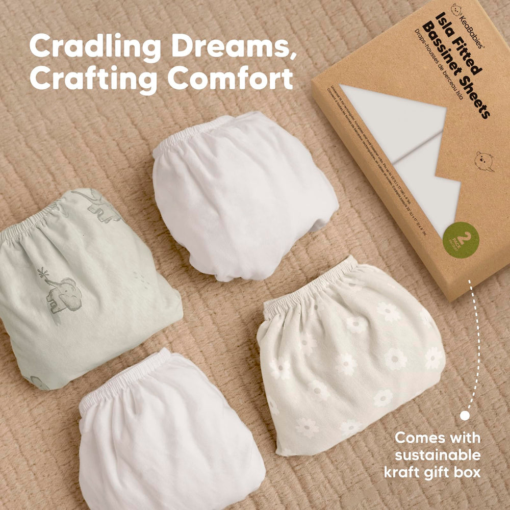 KeaBabies Isla sheet Soft White finish complements modern nurseries.