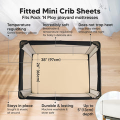 KeaBabies bamboo viscose sheets on 38x26 fit demonstrate breathable comfort for nap time.
