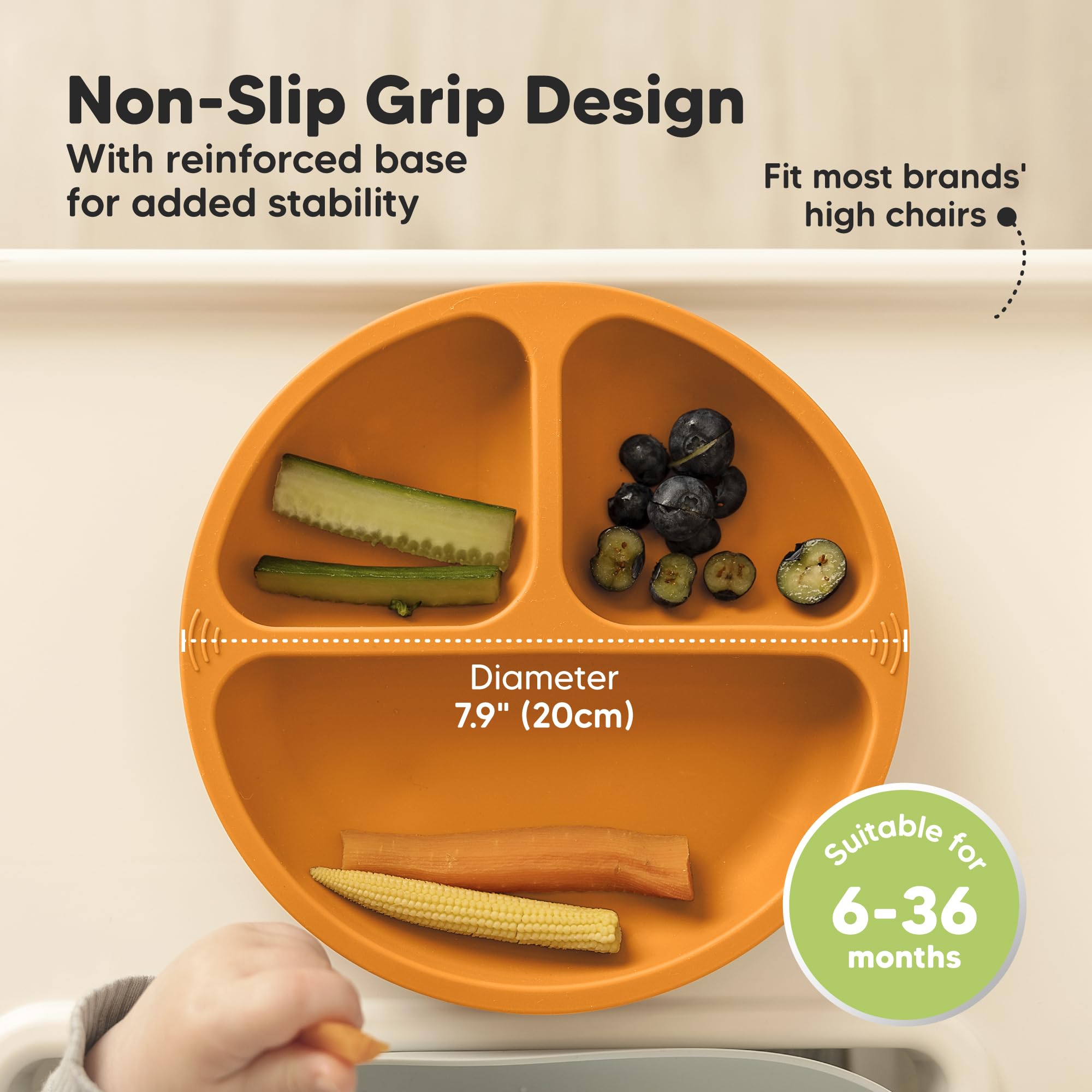KeaBabies 100% silicone plate demonstrating durable material suitable for daily use.