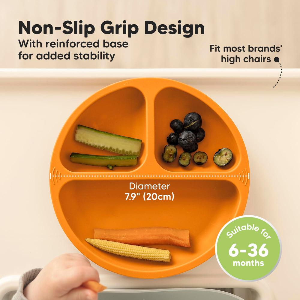 KeaBabies 100% silicone plate demonstrating durable material suitable for daily use.