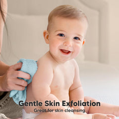 KeaBabies 10x10 washcloths provide soft skin contact during baths.