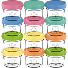 KeaBabies 12-pack glass baby-food containers for safe storage of homemade purees.