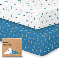 KeaBabies 2-pack crib sheets folded for quick nursery changes.