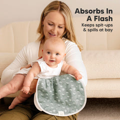KeaBabies 22x12 burp cloth demonstrates extra-large coverage for mess control