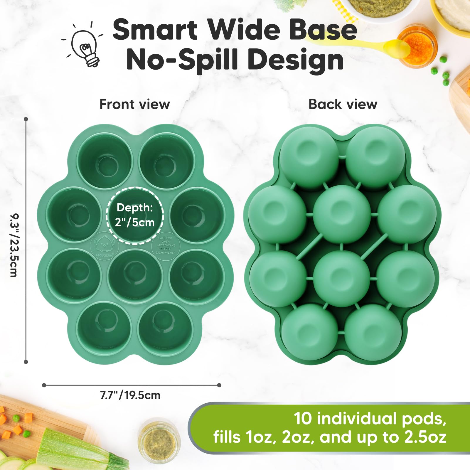KeaBabies 2oz baby food cubes enable precise portions for quick meals