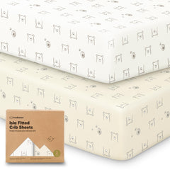 KeaBabies 2-pack crib sheets on mattress show soft, breathable comfort.