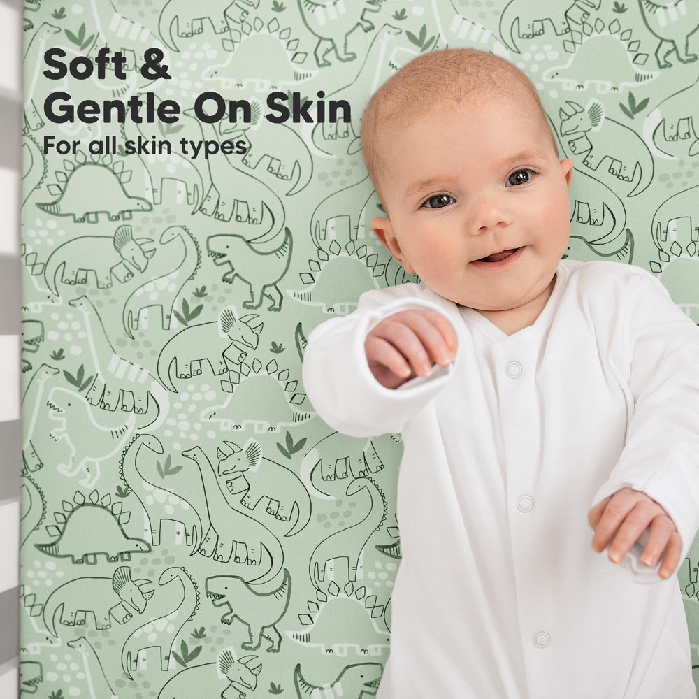 KeaBabies 2pack crib sheets on standard 52x28 mattress for quick secure fit