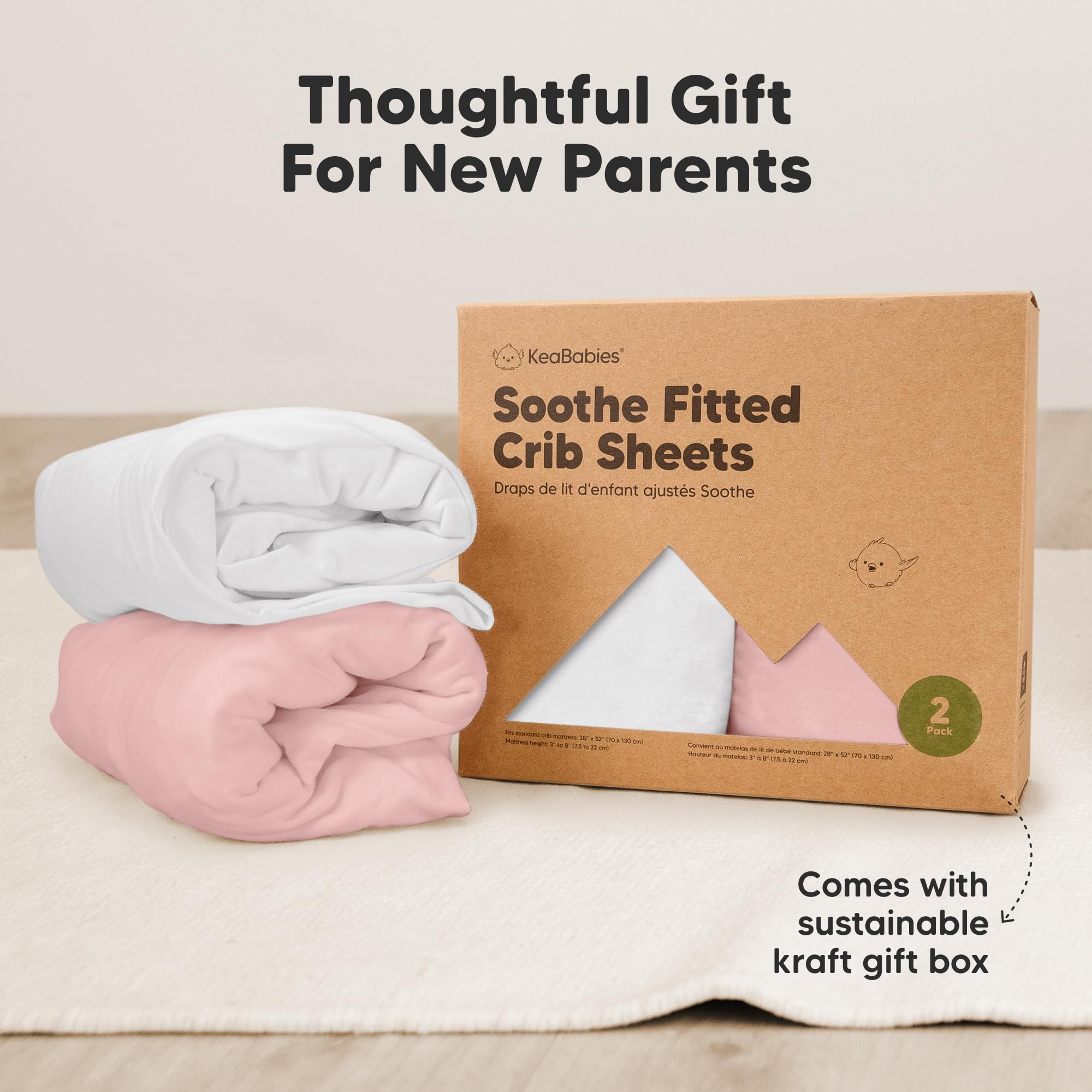KeaBabies 2-Pack crib sheets rose care; machine washable for busy parents.