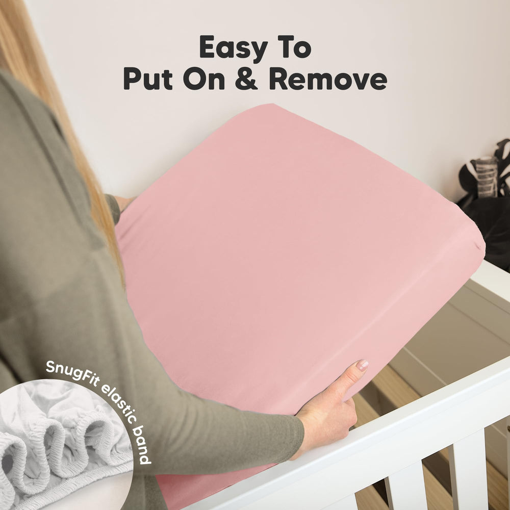 KeaBabies 2-Pack crib sheets rose elastic band hidden for clean look.