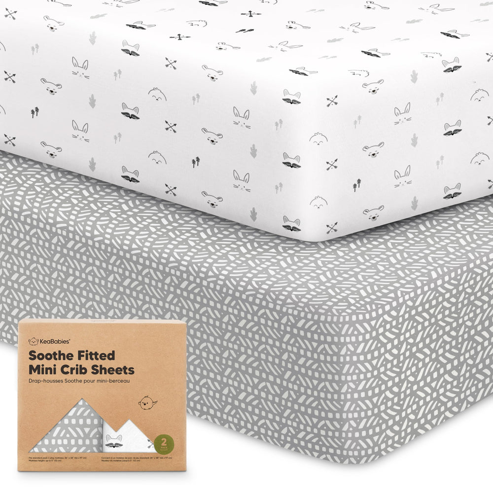 KeaBabies 2-pack mini crib sheets fit 38x26 pack n play mattresses for quick changes.