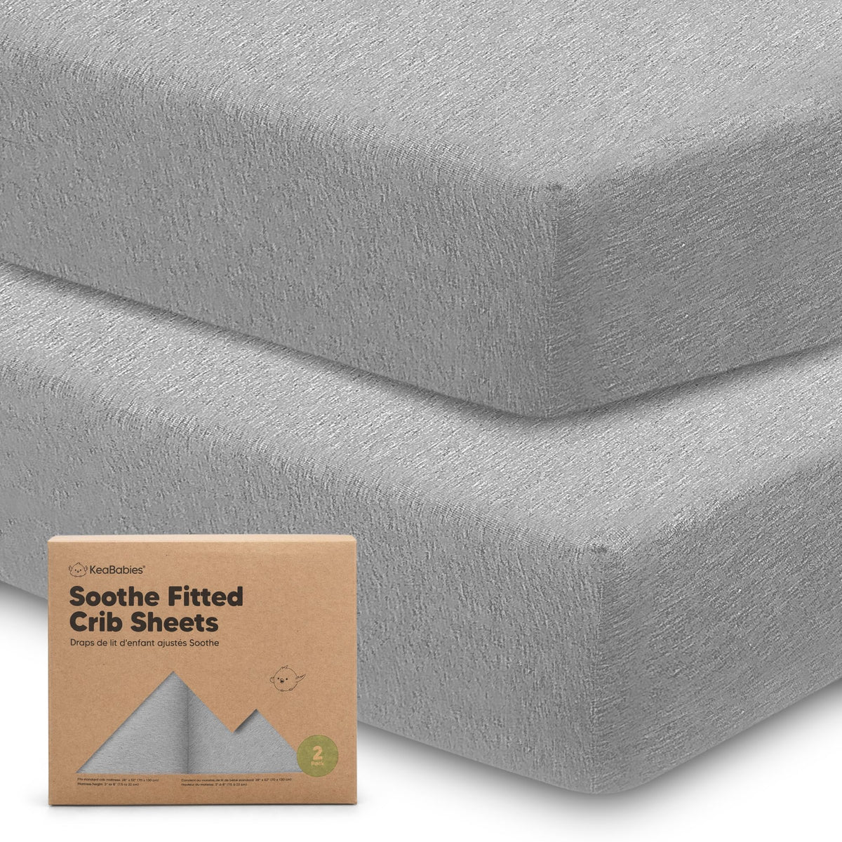 KeaBabies 2-pack organic crib sheets in storm print with soft jersey cotton for gentle baby sleep.
