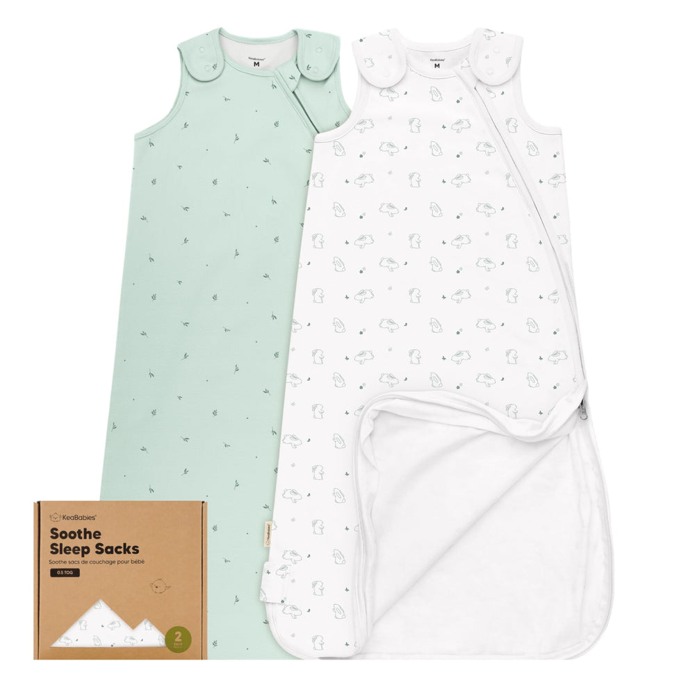 KeaBabies 2-pack organic sleep sacks bunny pattern for cozy, breathable sleep