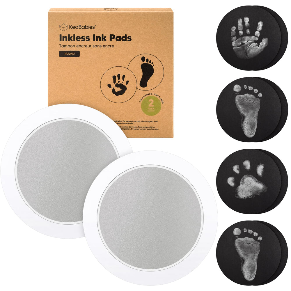 KeaBabies 2-pack round inkless handprint kit for clean baby keepsakes