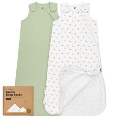 KeaBabies 2-pack sleep sacks with roarsome print and zip closure for quick diaper changes.