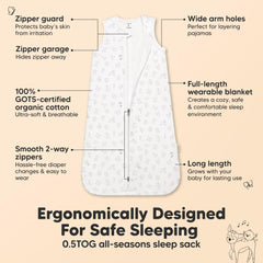 KeaBabies 2-pack snooze sleep sacks showing zipper for easy diaper changes.
