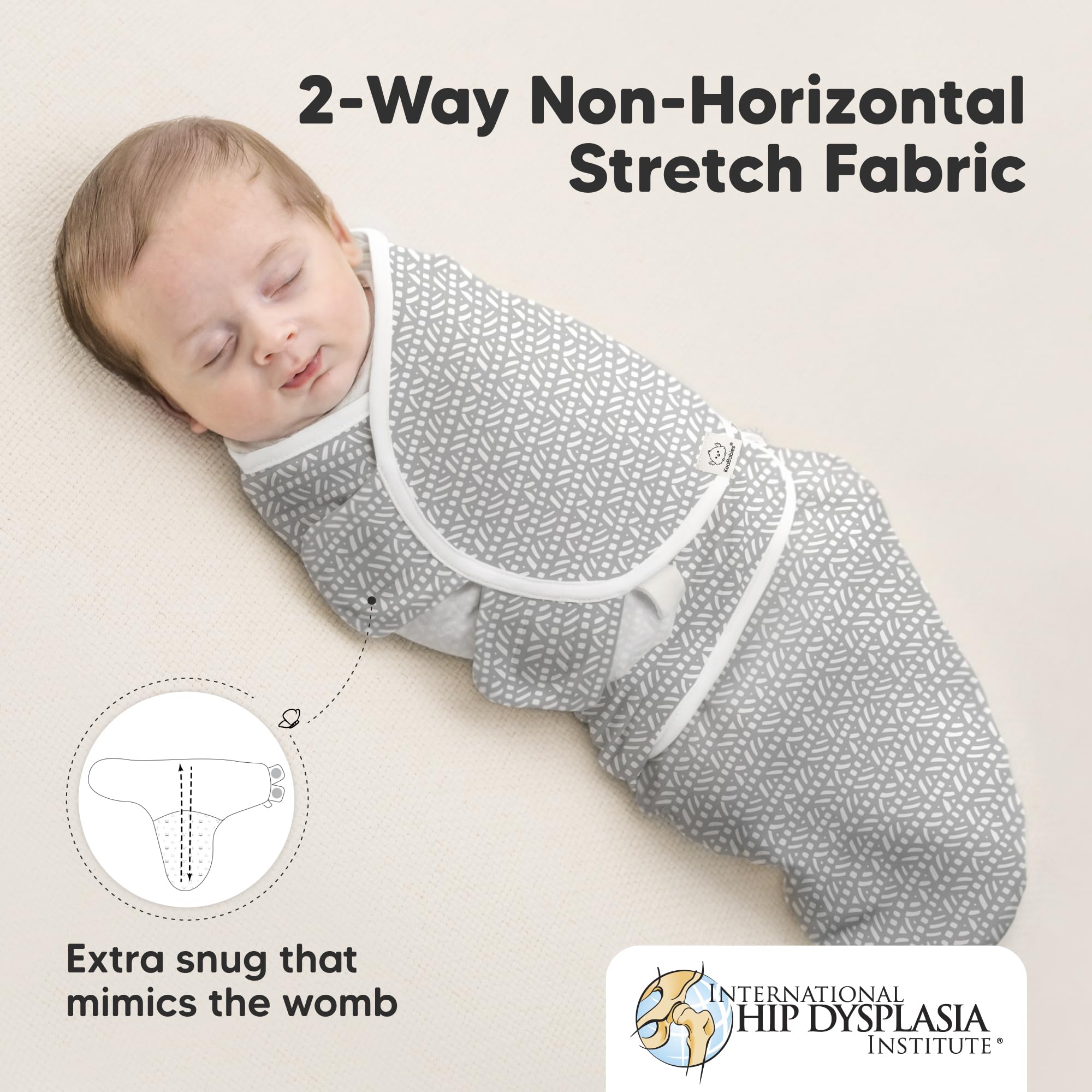 KeaBabies 2-way stretch knit adapts for gentle, lasting comfort.