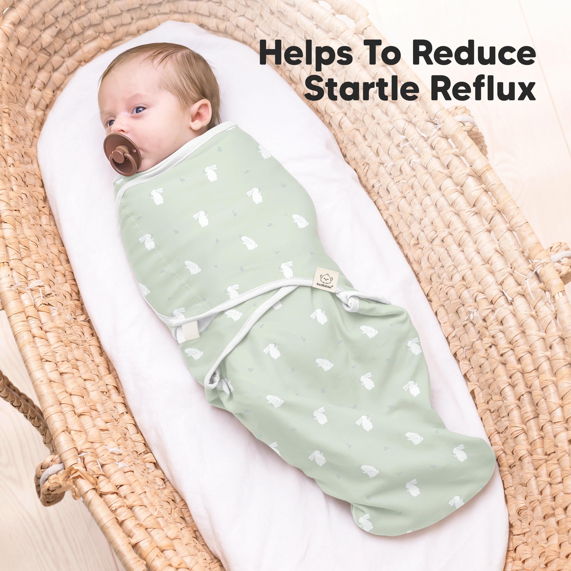 KeaBabies 3-6m L swaddle shows growing baby fit.