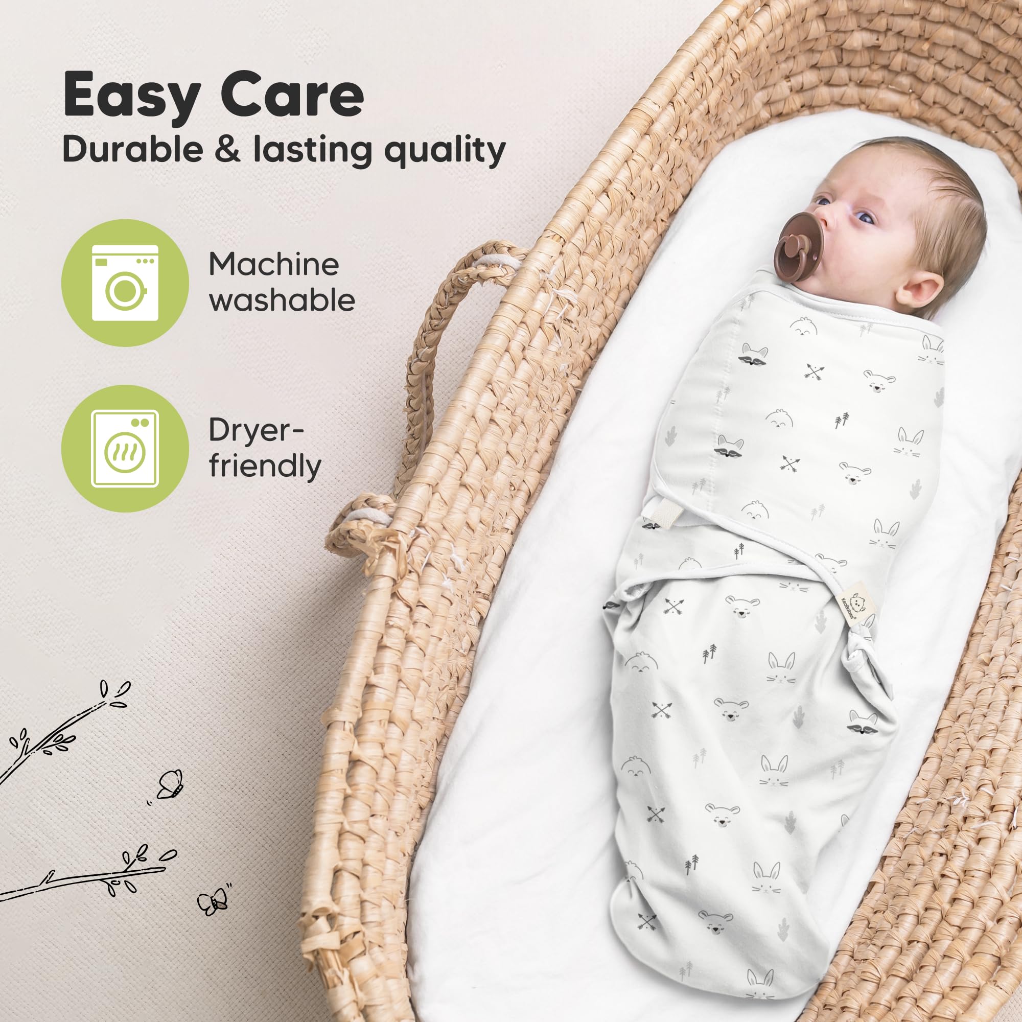 KeaBabies 3-pack swaddle set for busy parents and laundry days.
