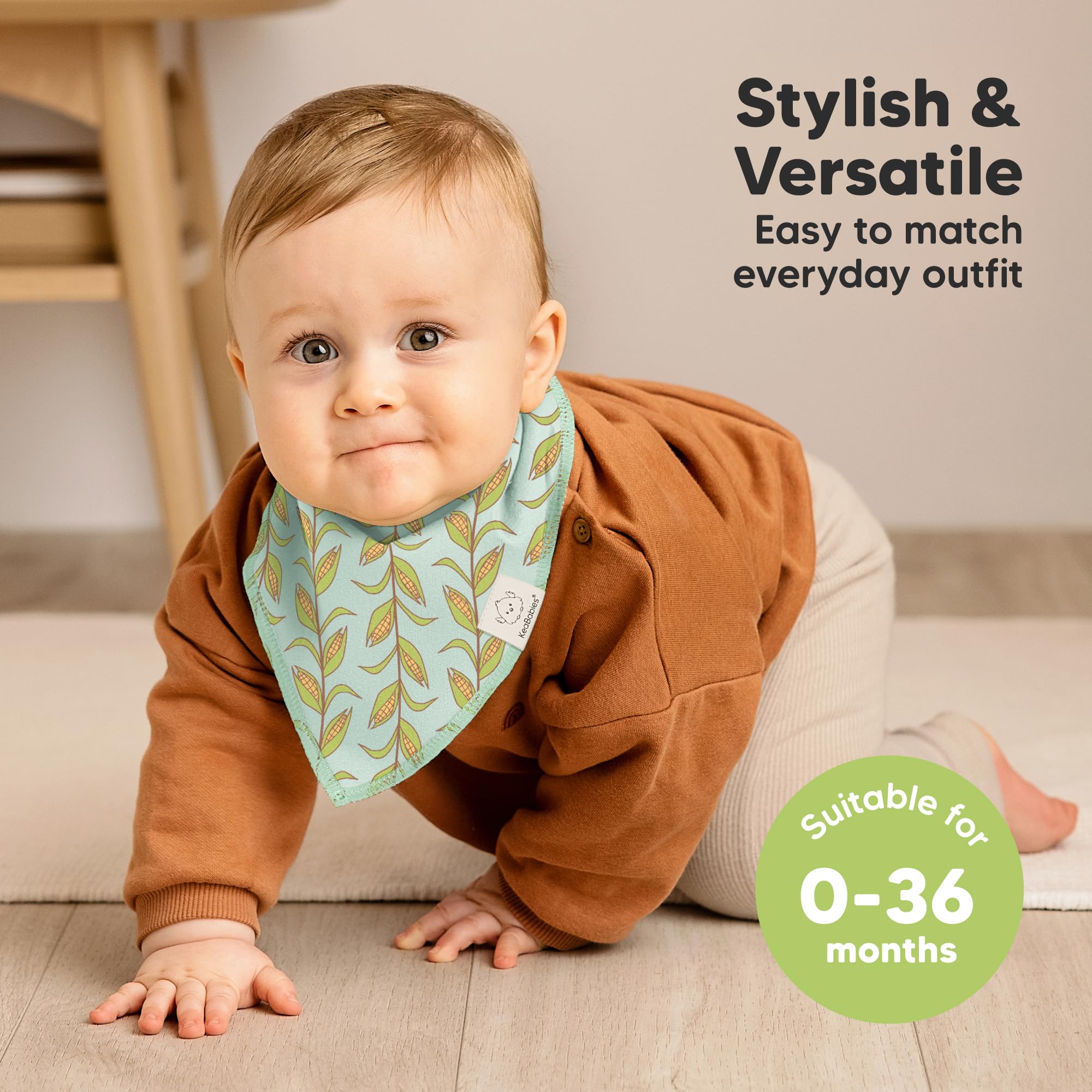 KeaBabies 3-stage snaps ensure adjustable fit from newborn to 36 months.