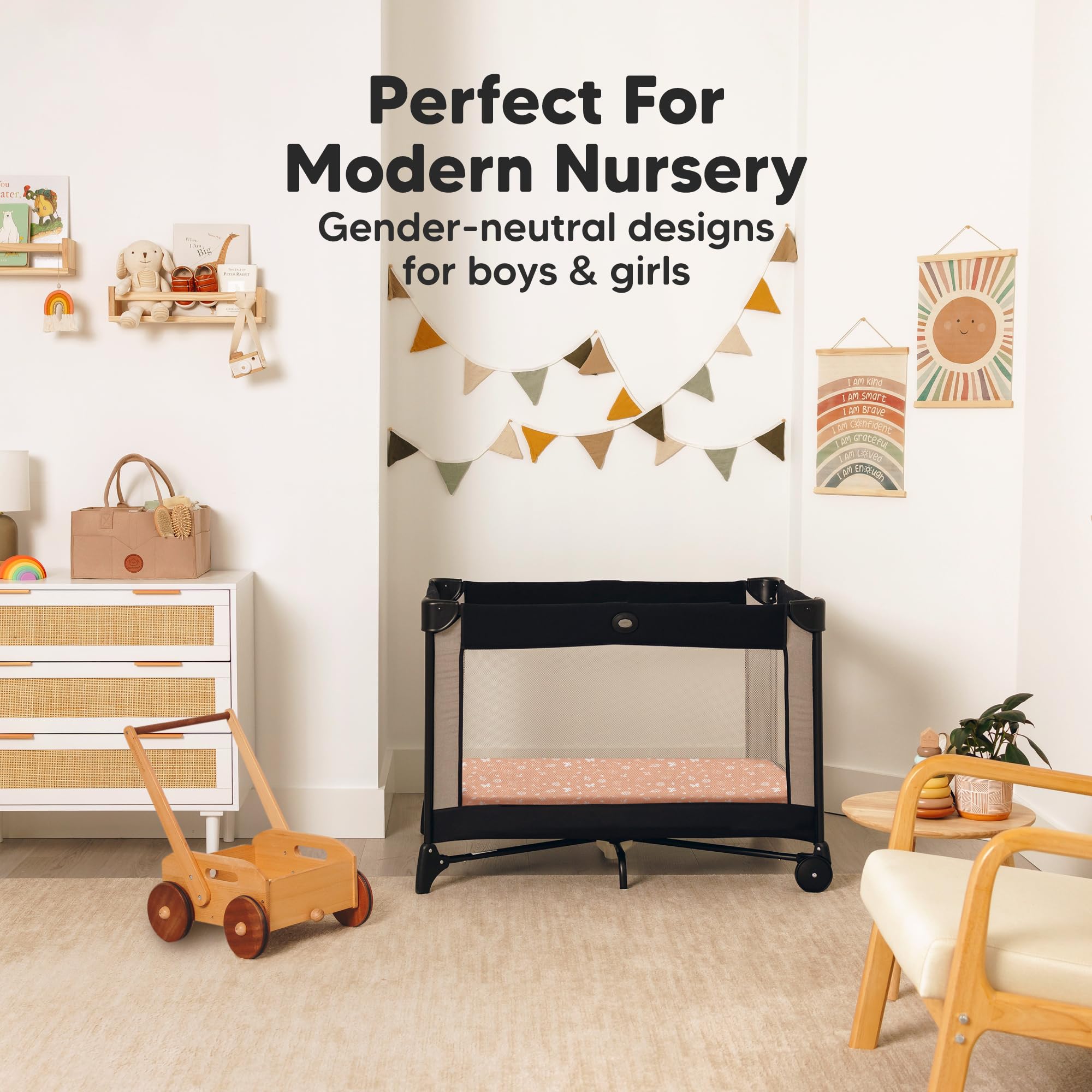 KeaBabies 38x26 fit on playards up to 5 inches tall for versatile use.