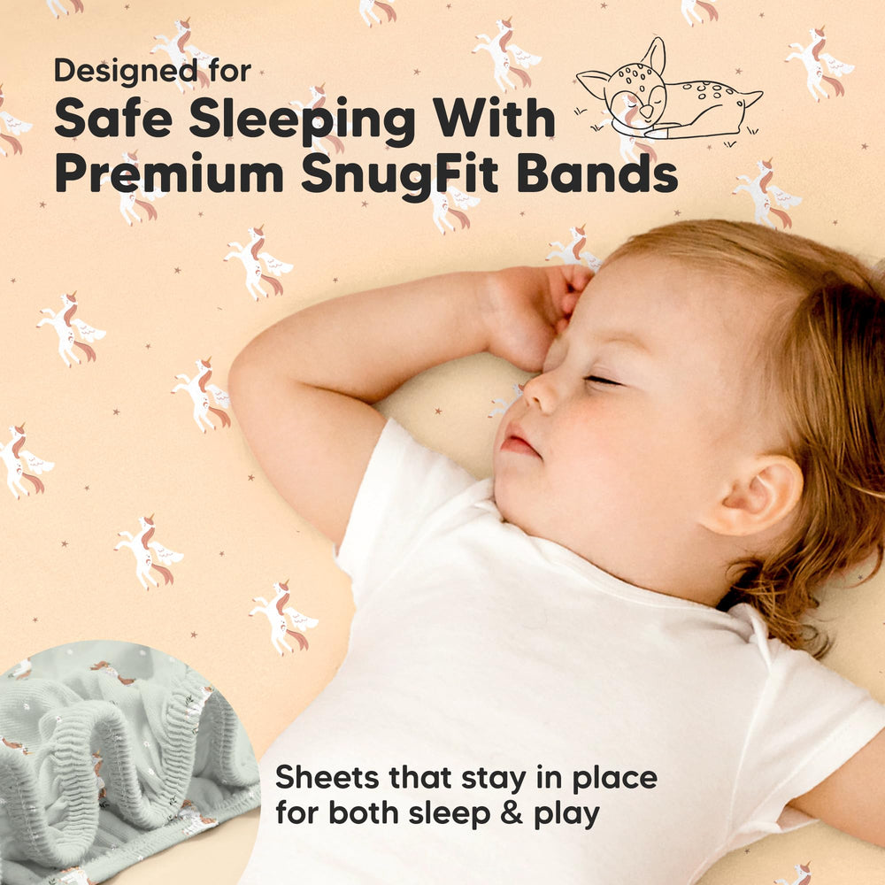 KeaBabies 38x26 sheets fit pack-n-play mattresses securely.