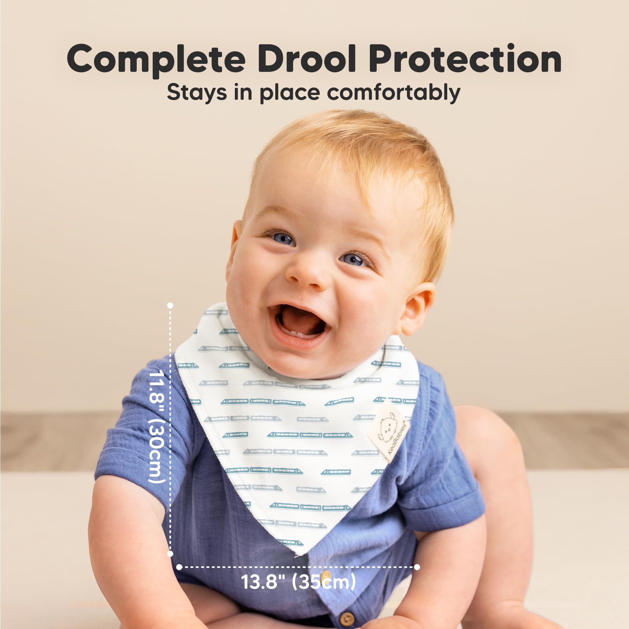 KeaBabies bibs feature 3 stage snaps for growing babies and secure fit