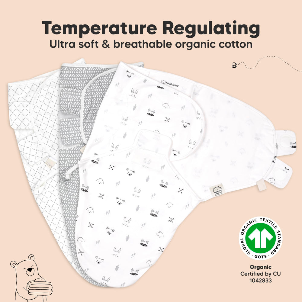 KeaBabies 4-step swaddling design simplifies secure wrap every time.