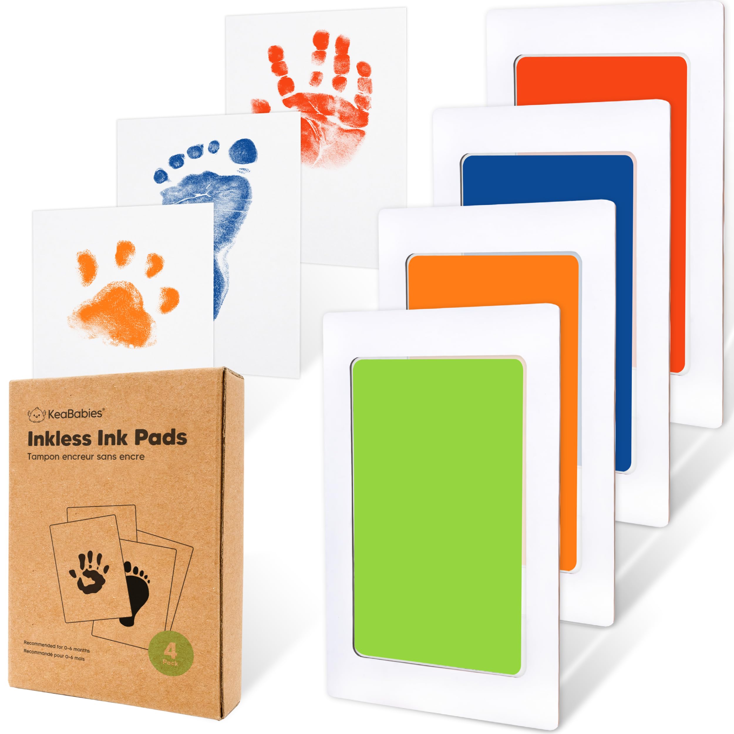 KeaBabies 4Pack Inkless Inkpad for clean, mess-free newborn hand and foot impressions.