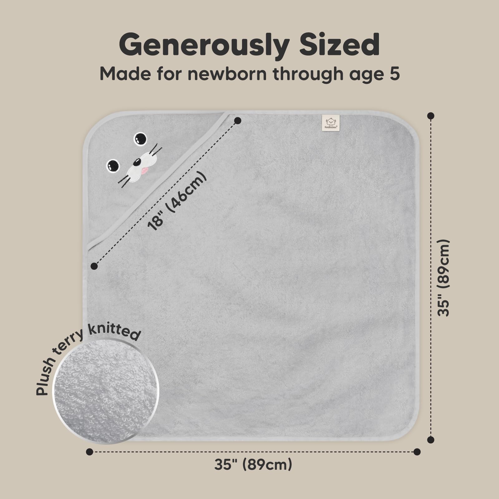 KeaBabies 500gsm towel provides plush thickness and warmth
