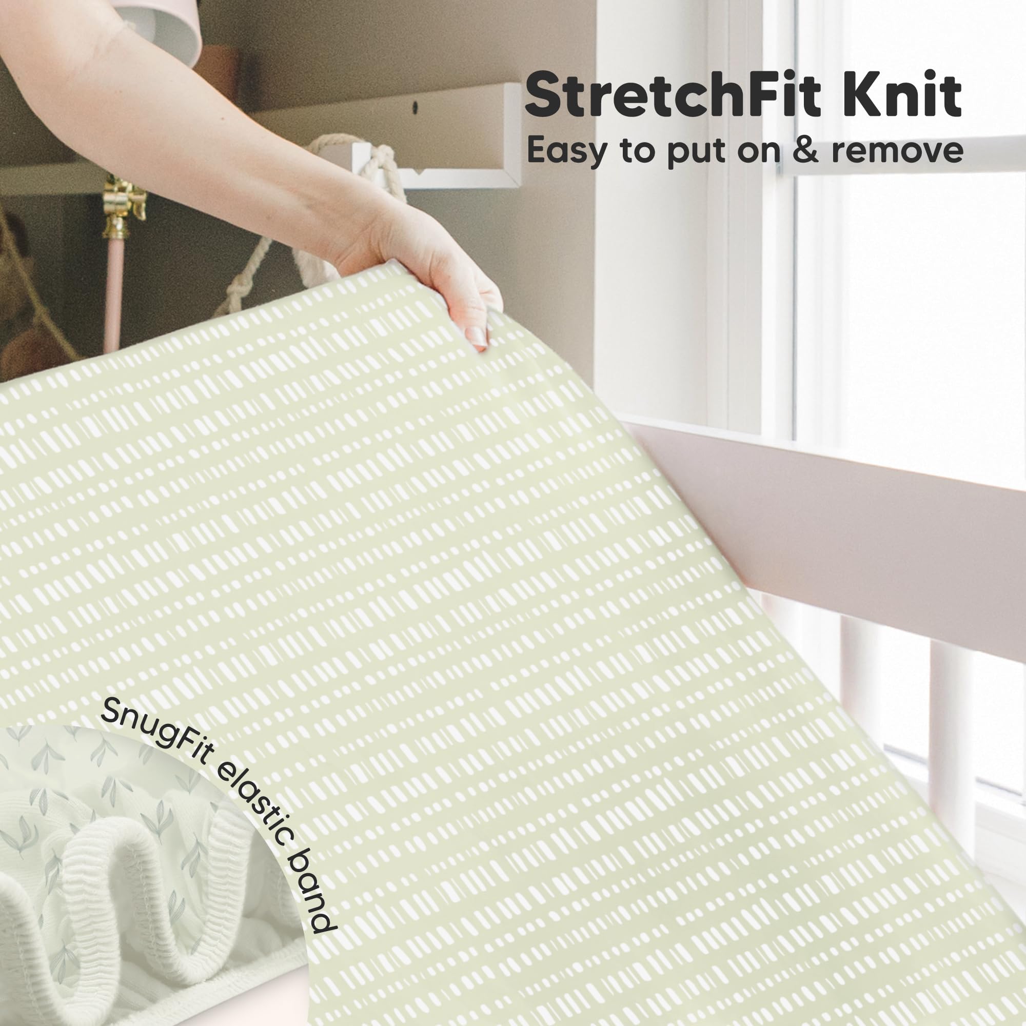 KeaBabies 52x28 crib sheet image aligned with standard mattresses for nursery compatibility.