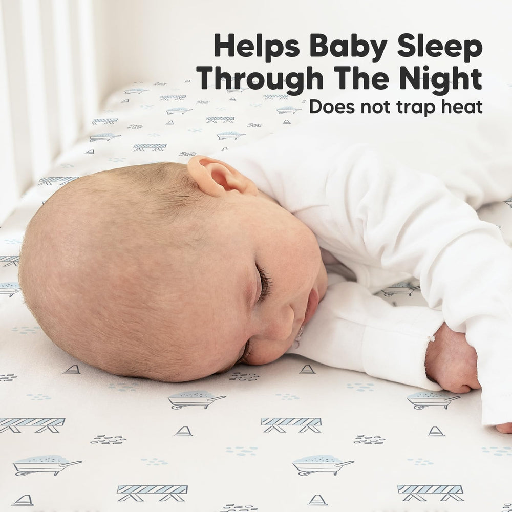 KeaBabies 52x28 crib mattress fit demonstrates proper sizing for safe sleep.