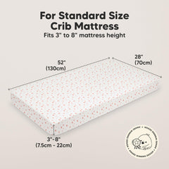 KeaBabies 52x28 crib mattress sheet laid flat for quick fitting.