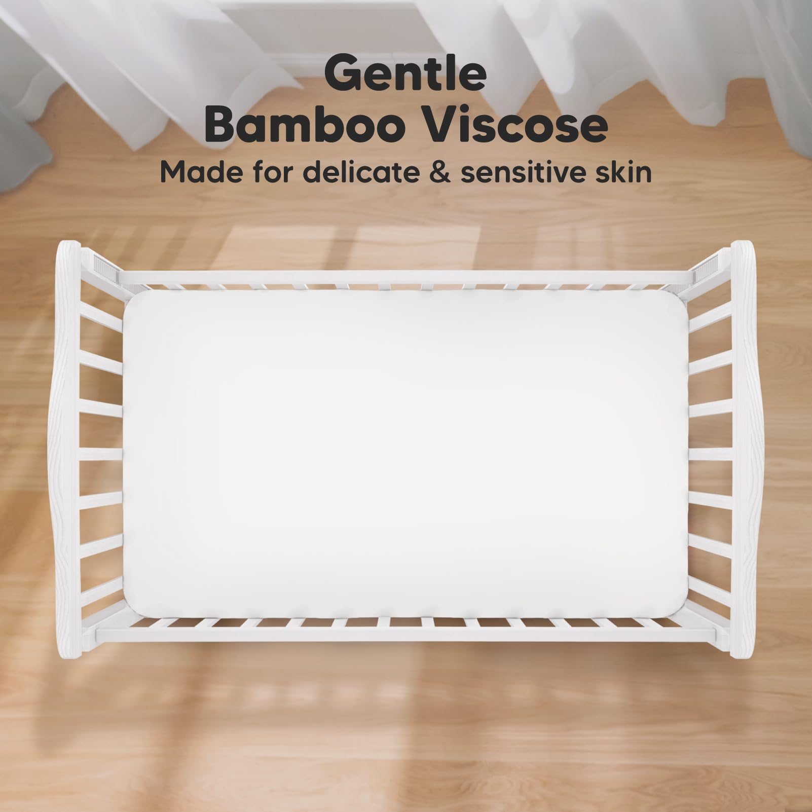KeaBabies 52x28 crib sheet laid flat highlights bamboo viscose breathability for baby comfort