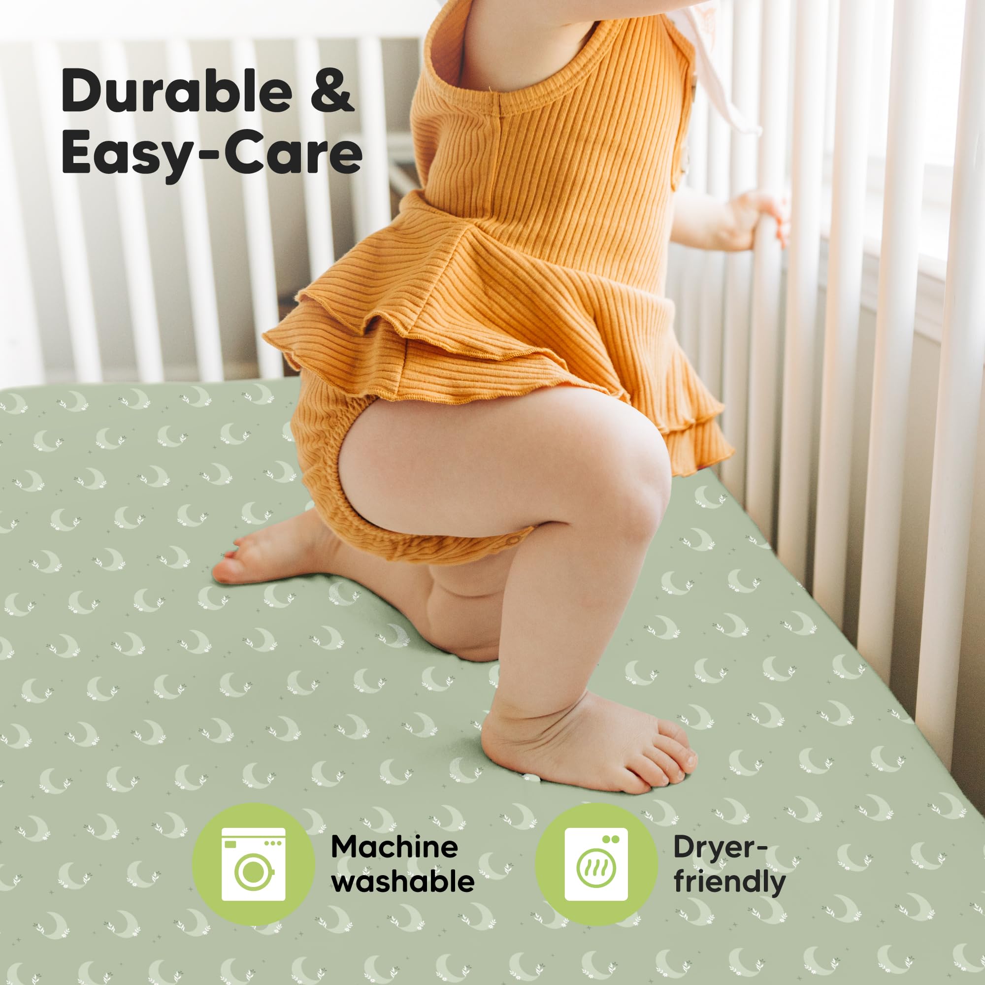 KeaBabies 52x28 crib sheet placed on mattress during bedtime routine