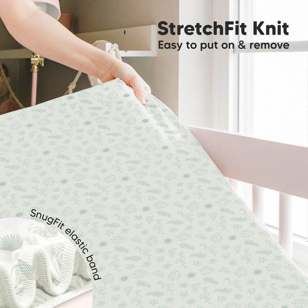 KeaBabies Isla fitted crib sheet fits standard nursery mattresses during naps.