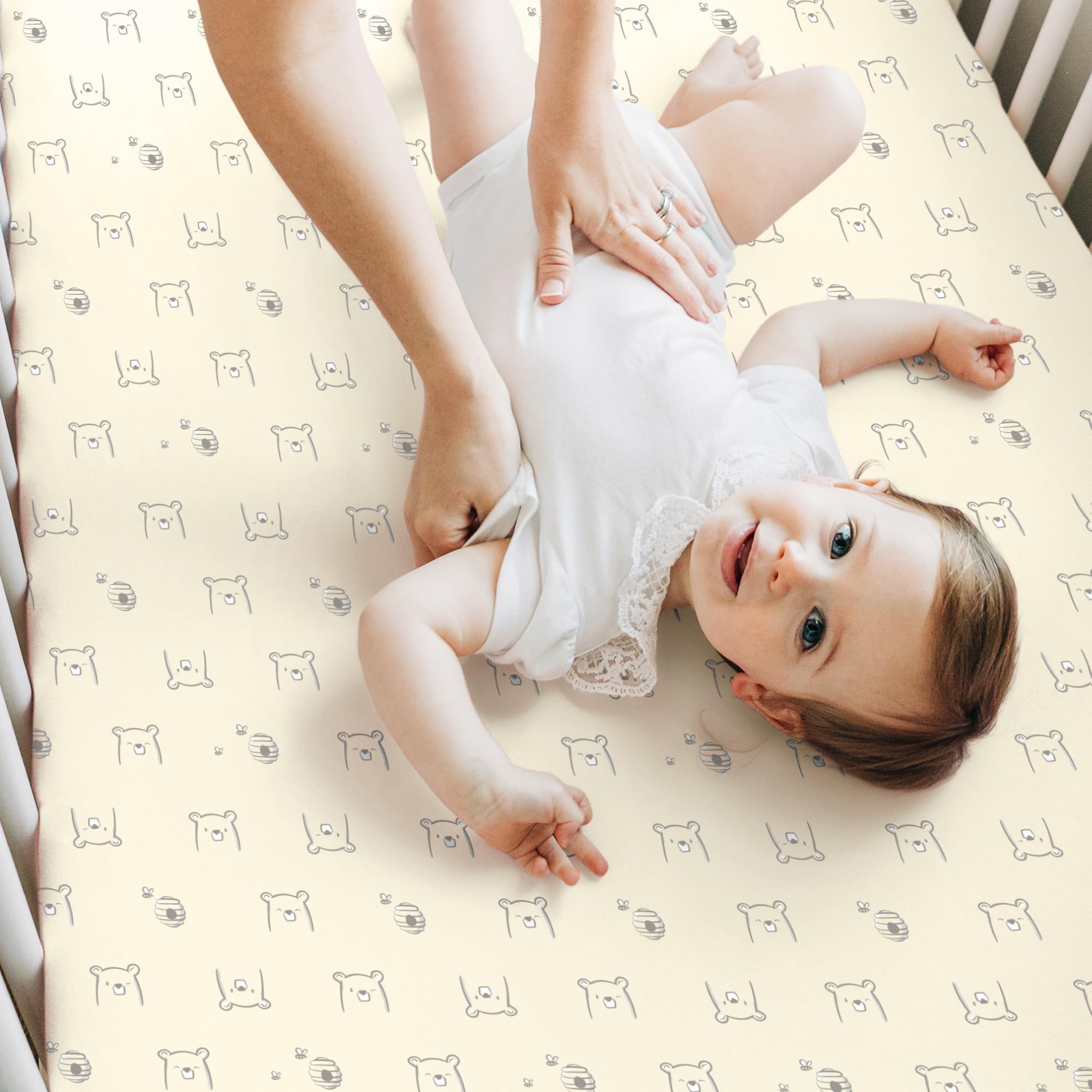 KeaBabies 52x28 crib sheets in use with toddler bed.