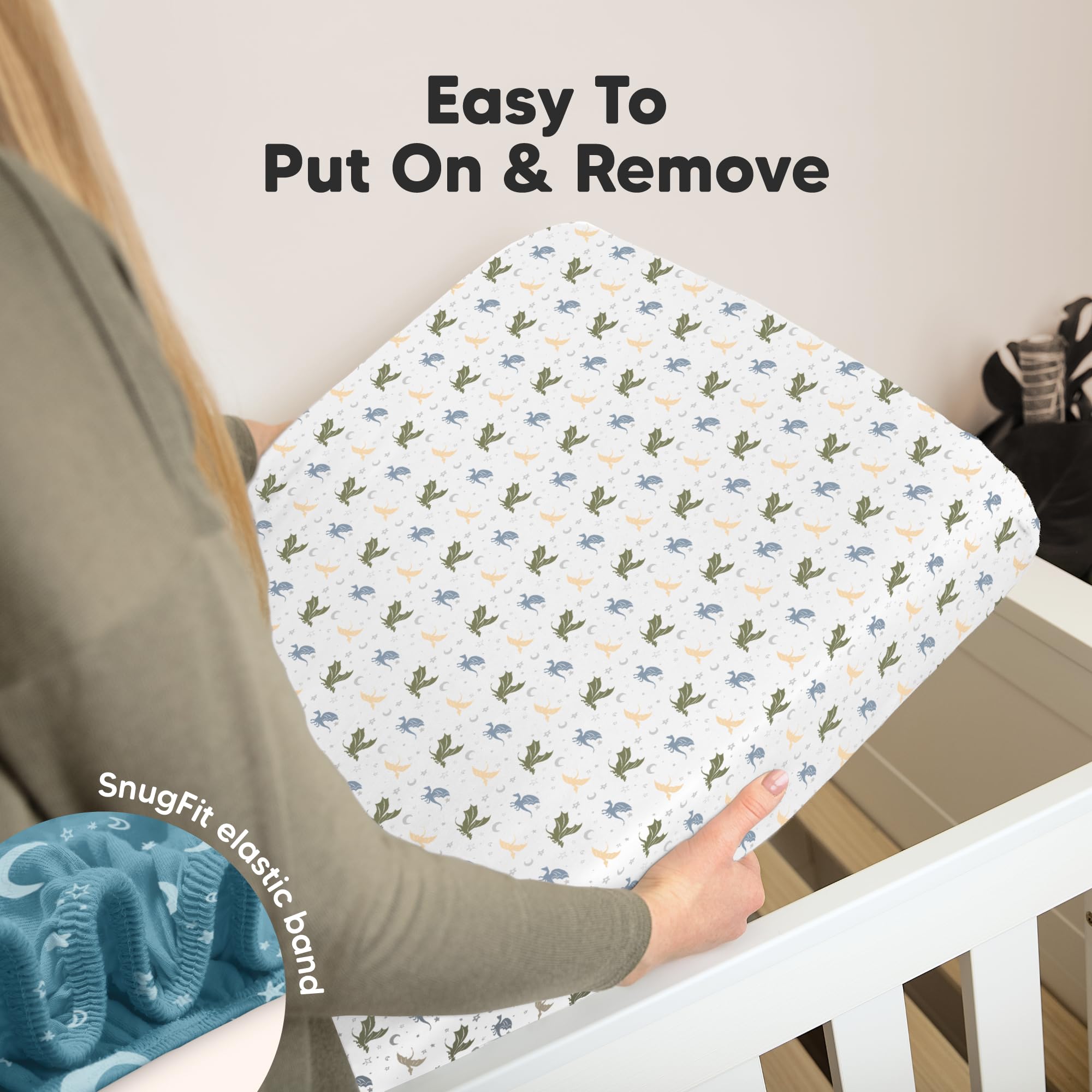 KeaBabies 52x28 fitted crib sheet on toddler mattress keeps fit intact