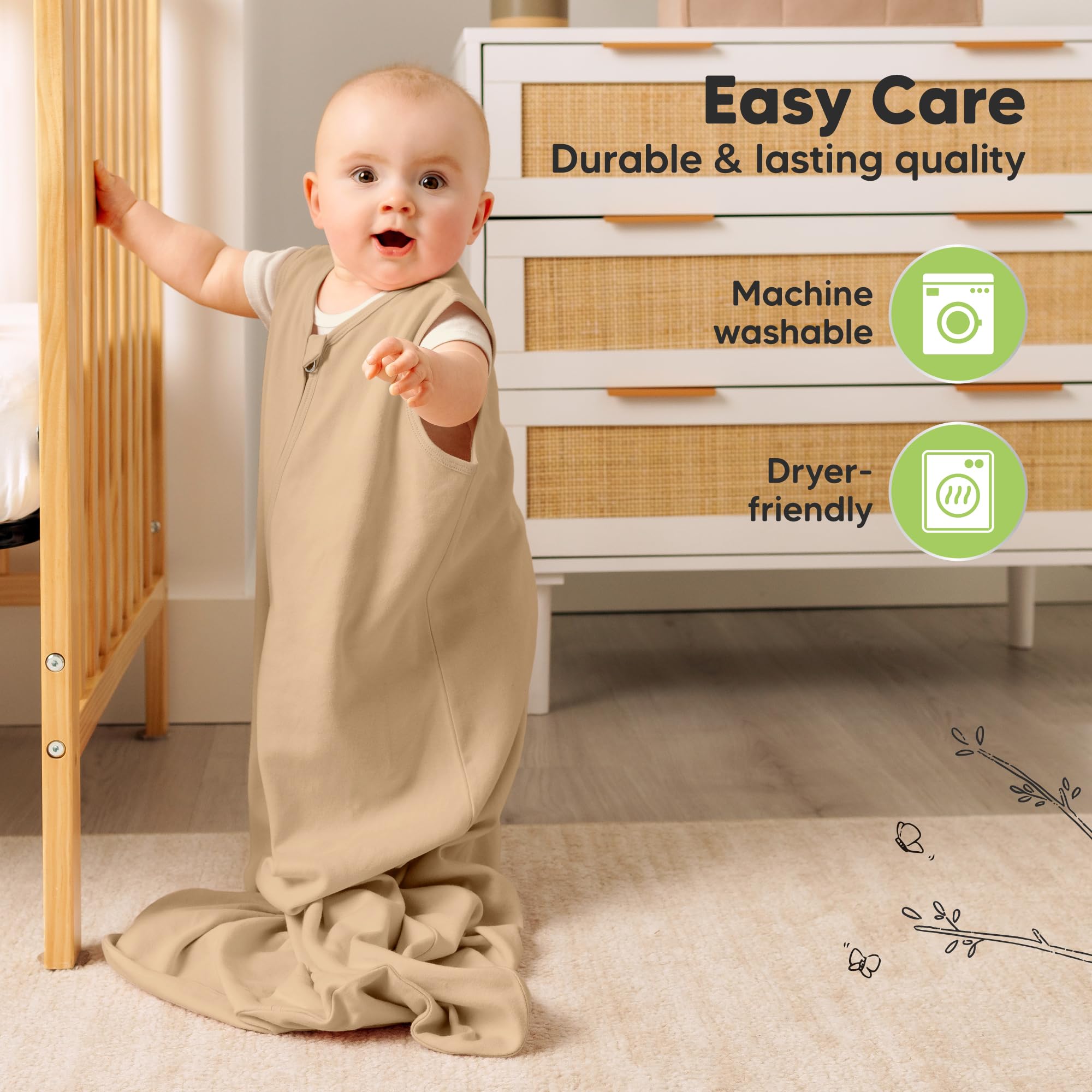 KeaBabies 6-12 month size fits growing babies with comfortable roomy fit.