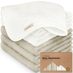 KeaBabies 6-pack washcloths in white for gentle bath time