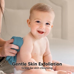 KeaBabies washcloths demonstrate absorbent, lather-friendly cleansing during bath time.
