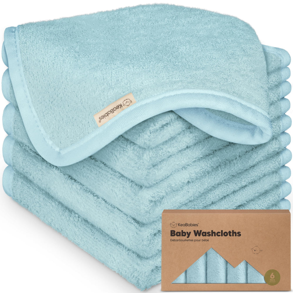 KeaBabies 6-pack washcloth closeup — soft-weave for gentle cleansing.
