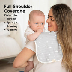 KeaBabies 8-layer bamboo-cotton burp cloth highlights superior absorbency during feeds.