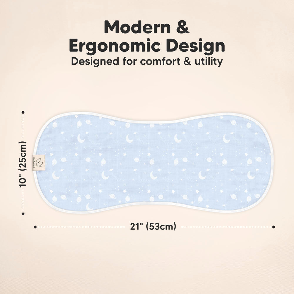 KeaBabies 8-layer bamboo-cotton burp cloths, highly absorbent for mess control.