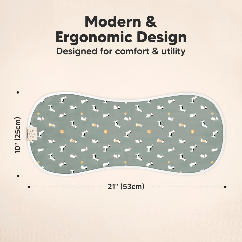 KeaBabies 8-layer bamboo-viscose burp cloth demonstrates high absorbency for quick mess containment.