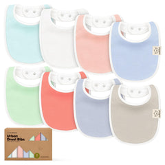 KeaBabies 8-pack organic bibs in spring design for versatile daily styling.