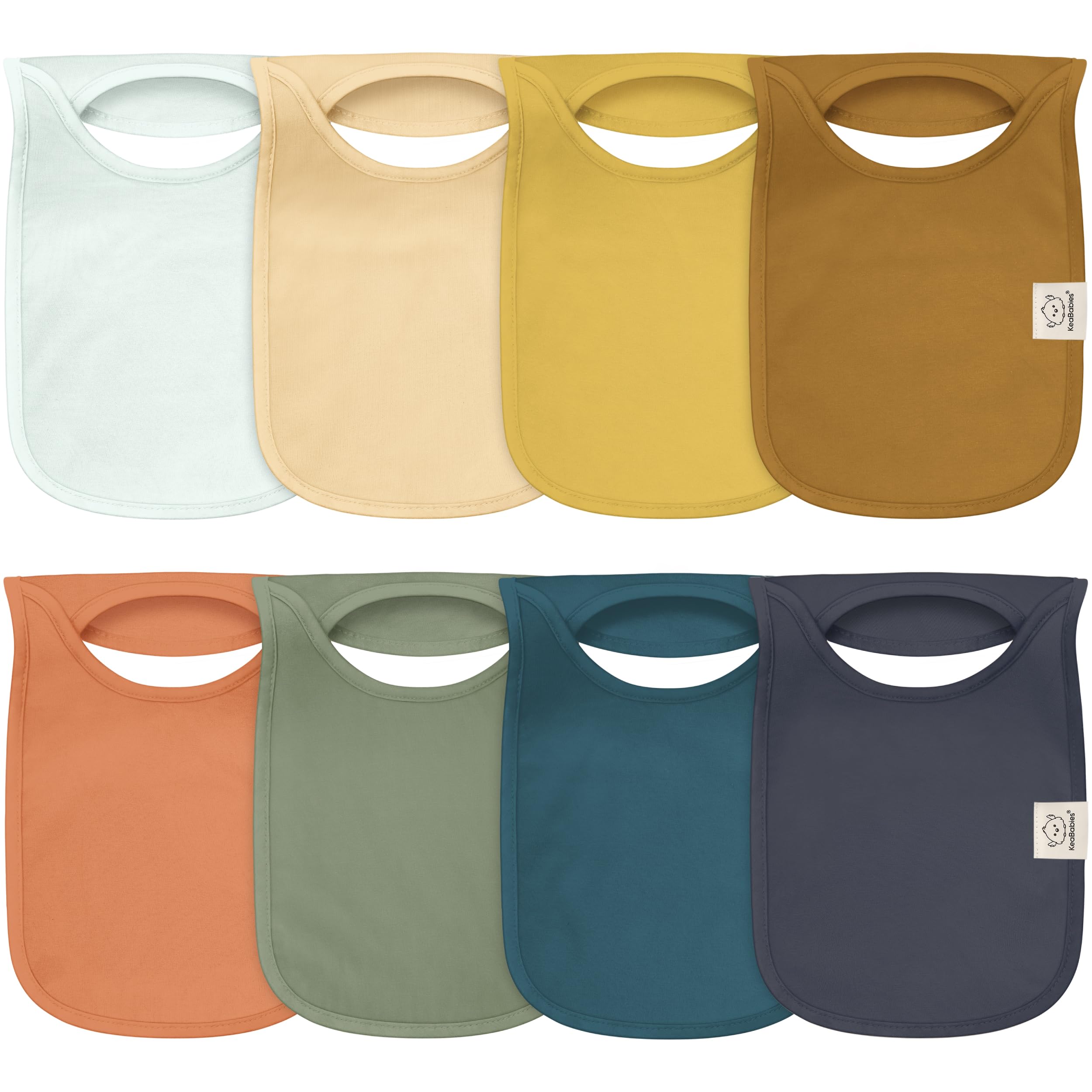 KeaBabies 8-pack bibs in assorted colors protect outfits from daily messes.