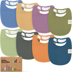 KeaBabies 8-pack bibs laid flat showing soft organic cotton for gentle drool control.