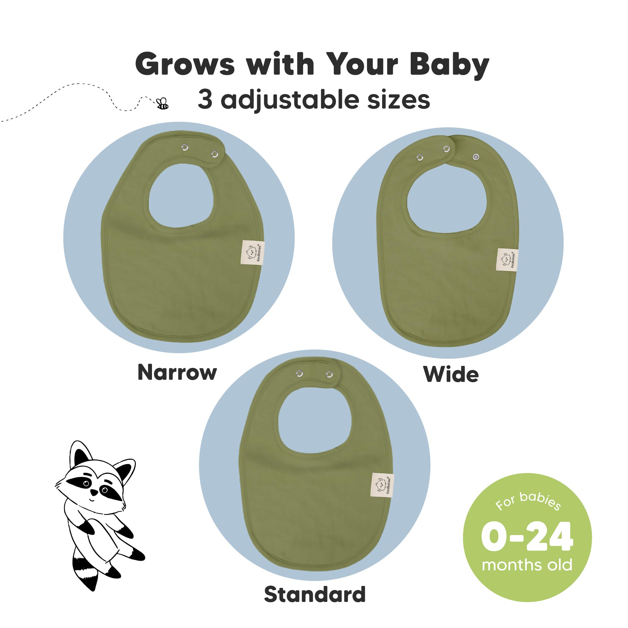 KeaBabies full-coverage bib design protects torso during feeding and teething sessions.