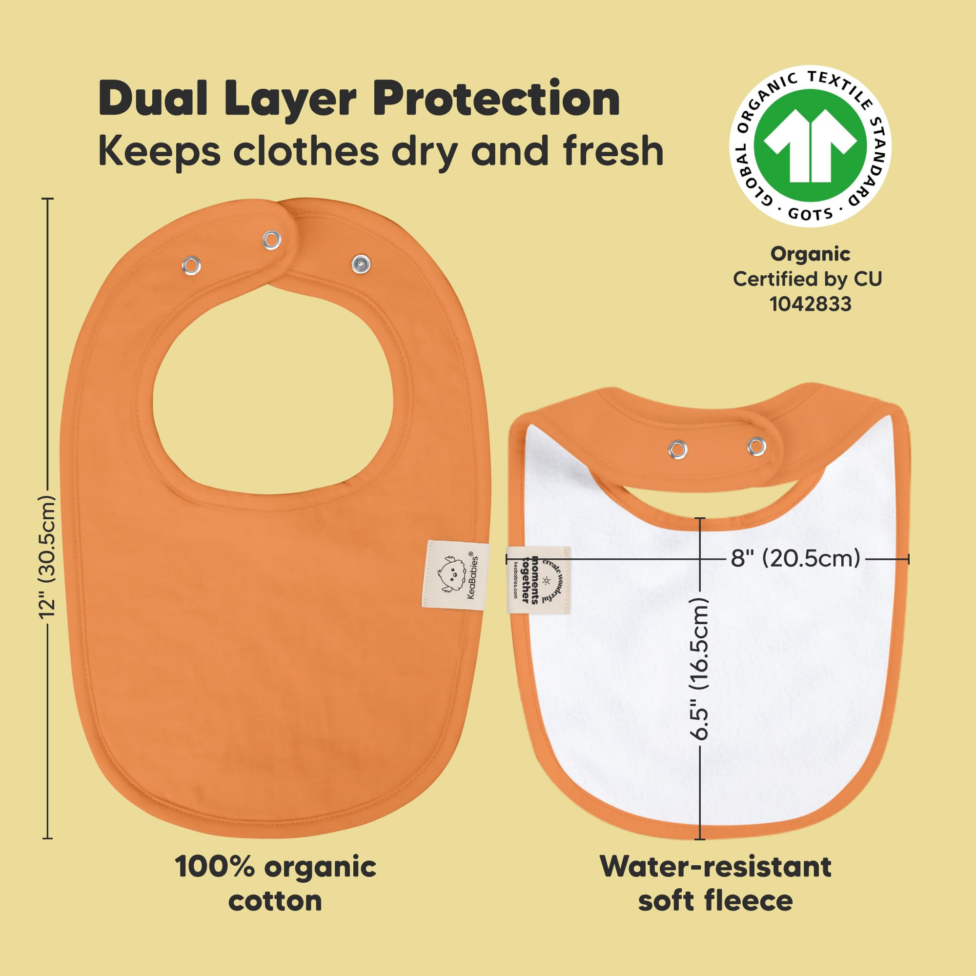 KeaBabies bibs with water-resistant fleece layer keeps outfits cleaner during spills.