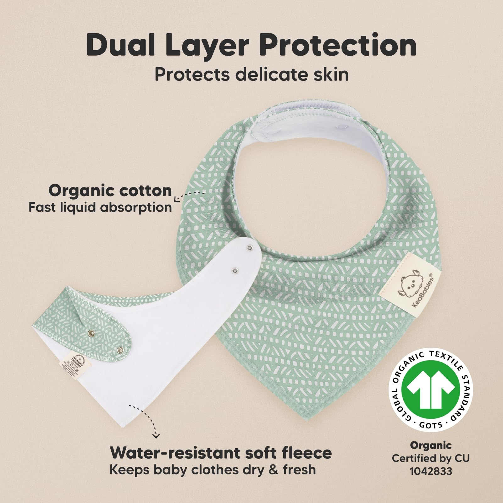 KeaBabies 8-pack bandana bibs flatlay highlights versatile outfits for teething comfort